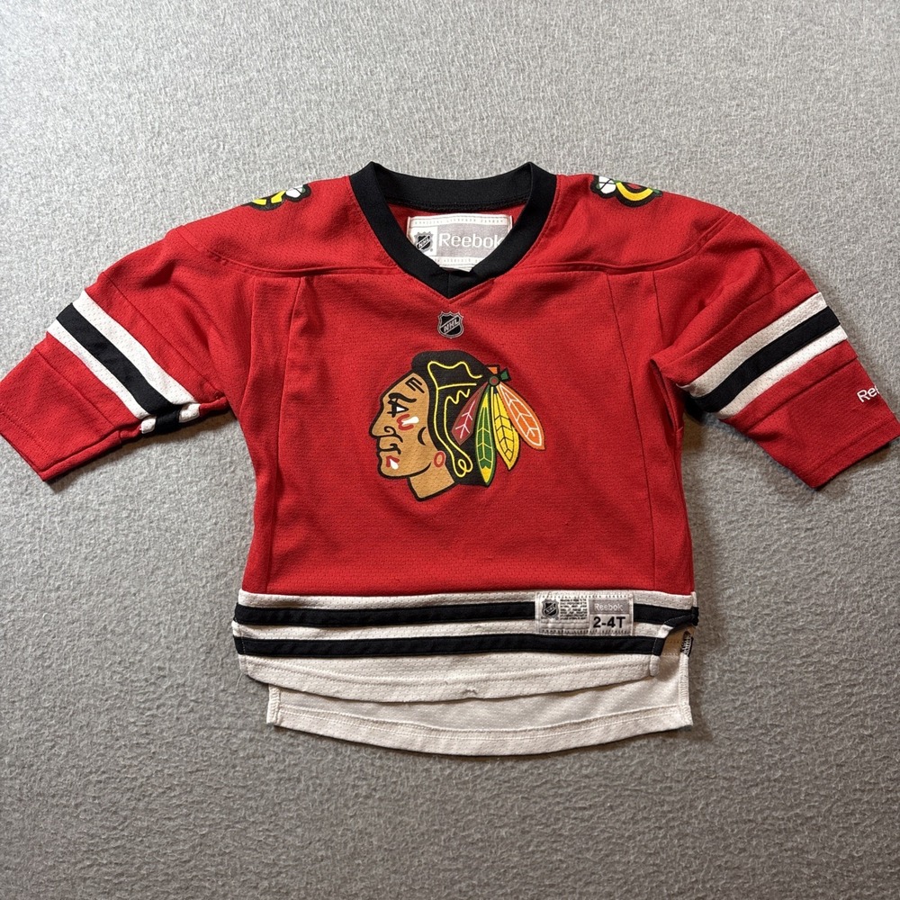 Chicago Blackhawks Toddler Jersey 2-4T Red Half Sleeve Reebok NHL Good Cond.